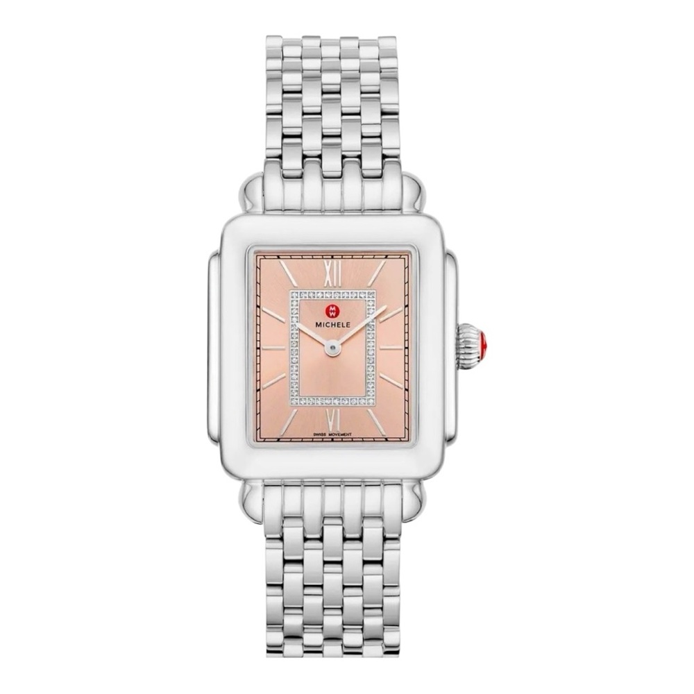 Michele Silver and Pink Watch